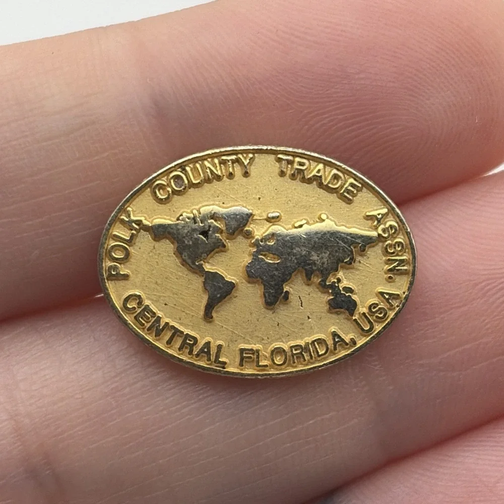 Polk County Trade Association Central Florida USA Gold Tone Lapel Hat Pin